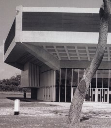 Detail of Chichester Festival Theatre, showing the raking and cantilever.