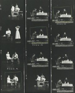 A contact sehet of production photos of The Seagull, 1973